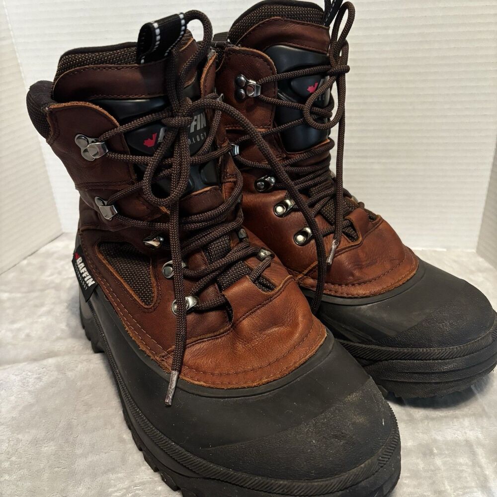 Baffin Thunder Winter Boots Bark Brown Leather Wool Liner Men's 12 Cold Climate